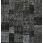 Patchwork Siyah Pamuk Üzerine Yün El Dokuma Kilim-250x350
