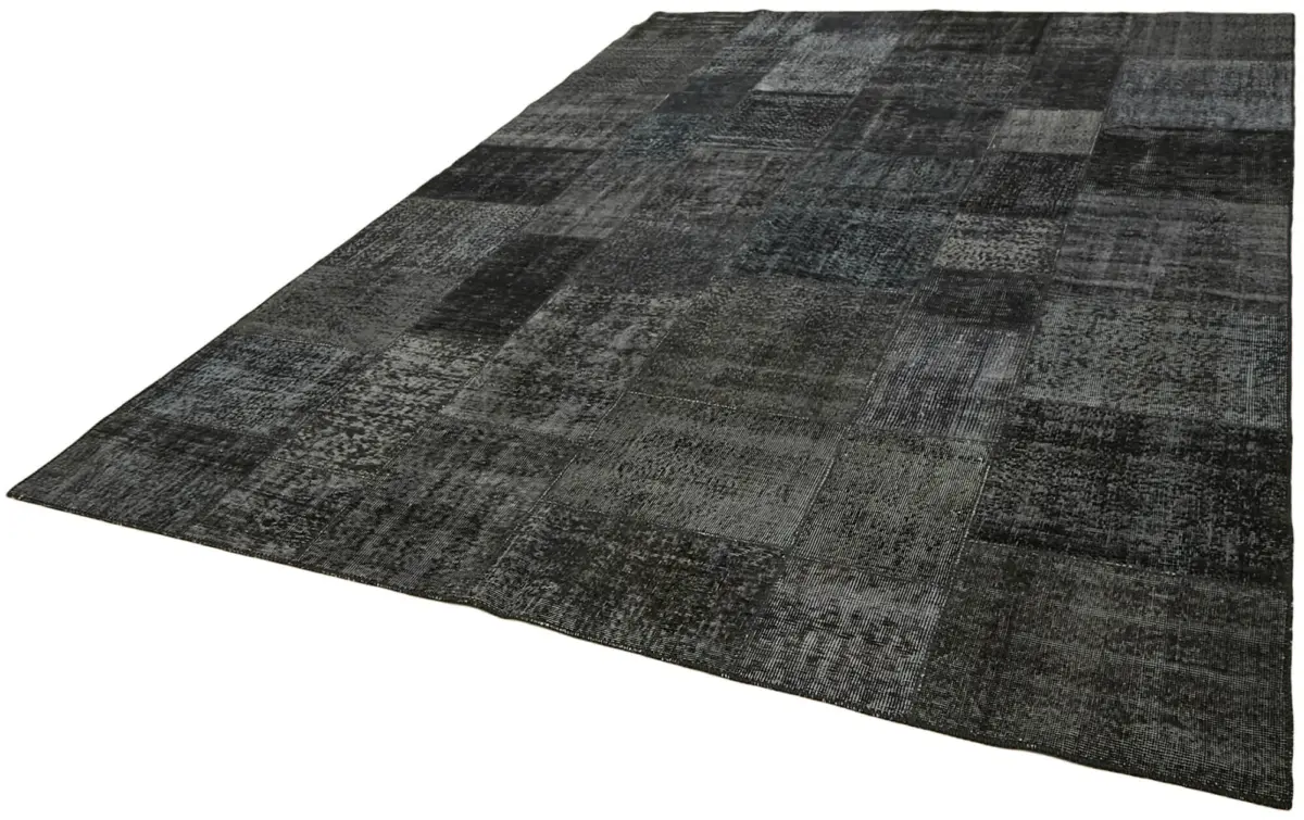 Patchwork Siyah Pamuk Üzerine Yün El Dokuma Kilim-250x350 - Görsel 3