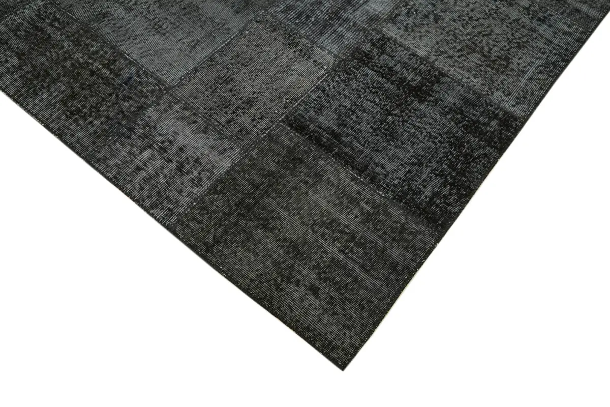 Patchwork Siyah Pamuk Üzerine Yün El Dokuma Kilim-250x350 - Görsel 4