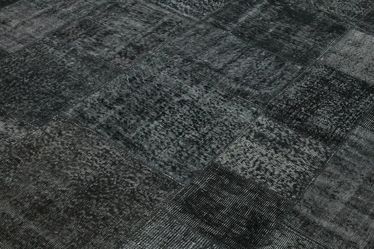 Patchwork Siyah Pamuk Üzerine Yün El Dokuma Kilim-250x350 - Görsel 5