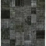 Patchwork Siyah Pamuk Üzerine Yün El Dokuma Kilim-250x350