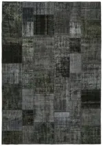 Patchwork Siyah Pamuk Üzerine Yün El Dokuma Kilim-250x350