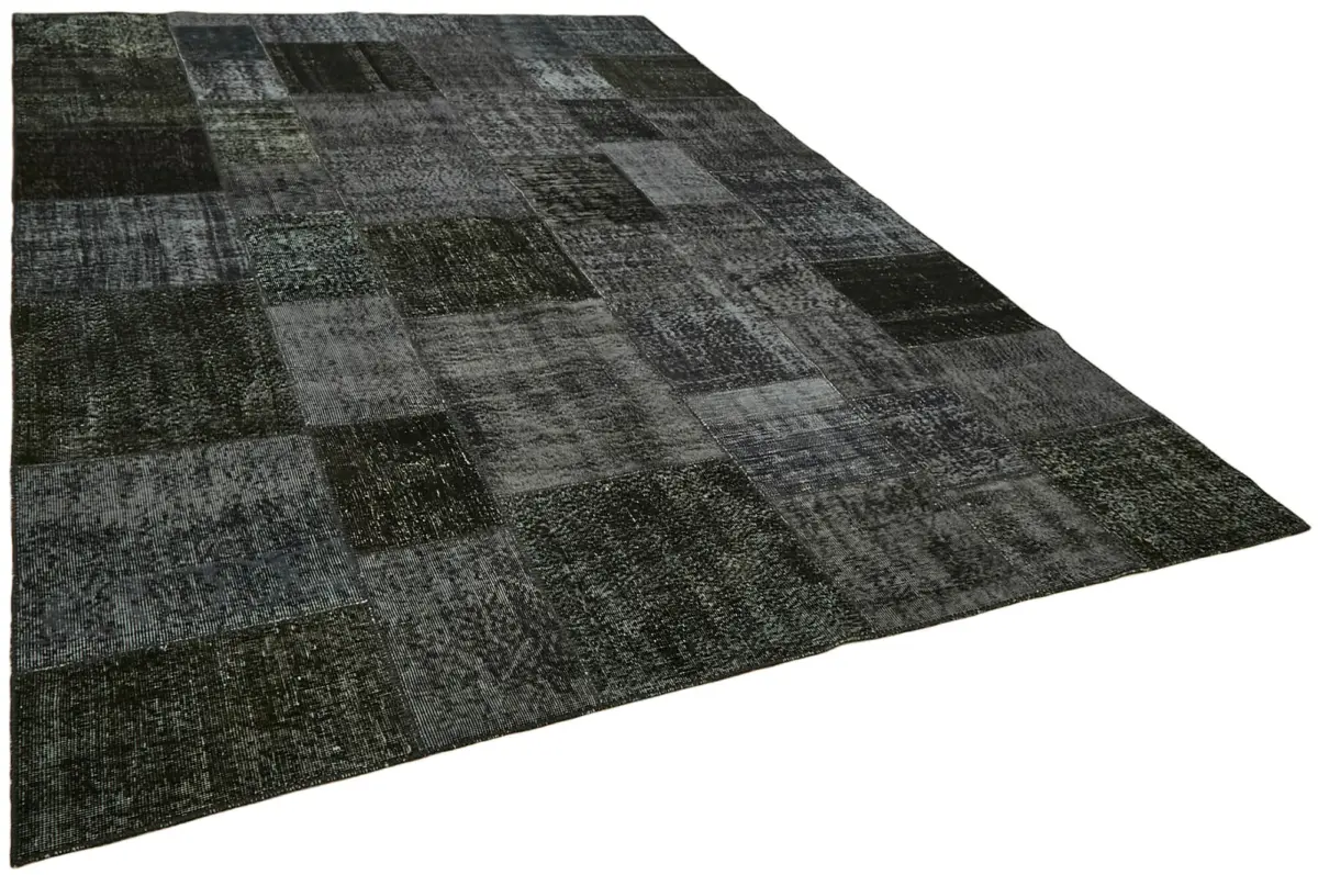 Patchwork Siyah Pamuk Üzerine Yün El Dokuma Kilim-250x350 - Görsel 2