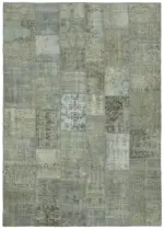 Patchwork Mavi Pamuk Üzerine Yün El Dokuma Kilim-253x350