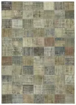 Patchwork Gri Pamuk Üzerine Yün El Dokuma Kilim-250x340