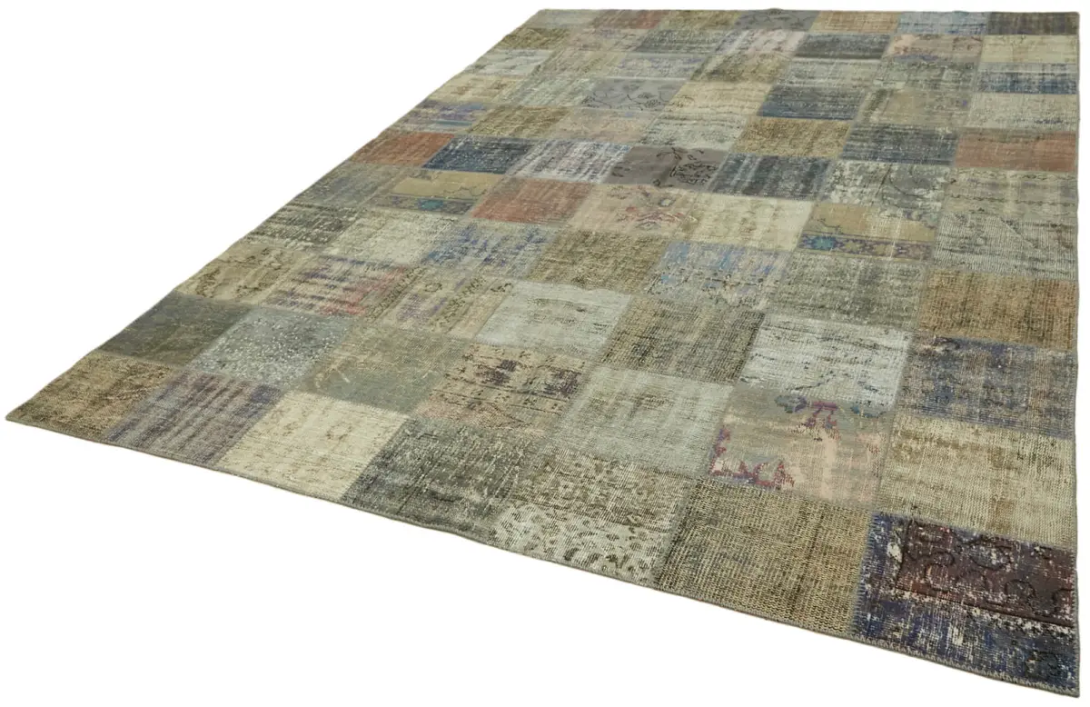Patchwork Gri Pamuk Üzerine Yün El Dokuma Kilim-250x340 - Görsel 3
