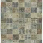 Patchwork Gri Pamuk Üzerine Yün El Dokuma Kilim-250x340