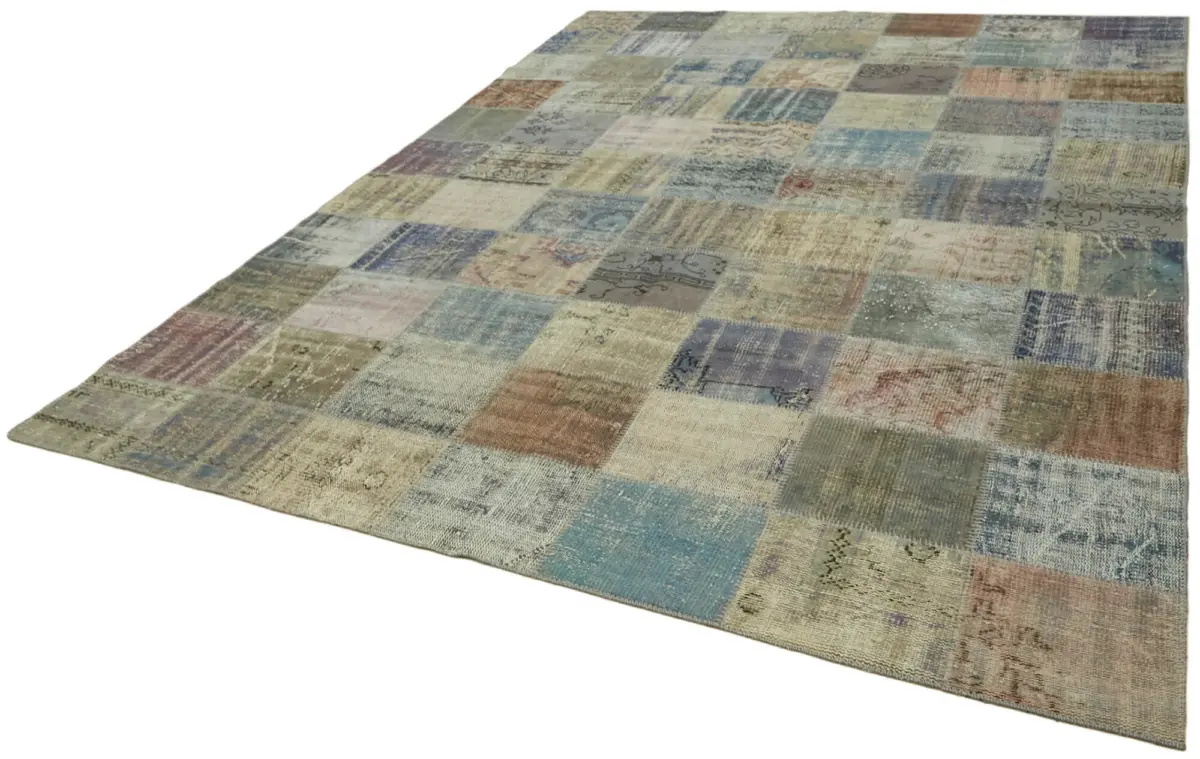 Patchwork Gri Pamuk Üzerine Yün El Dokuma Kilim-250x340 - Görsel 3