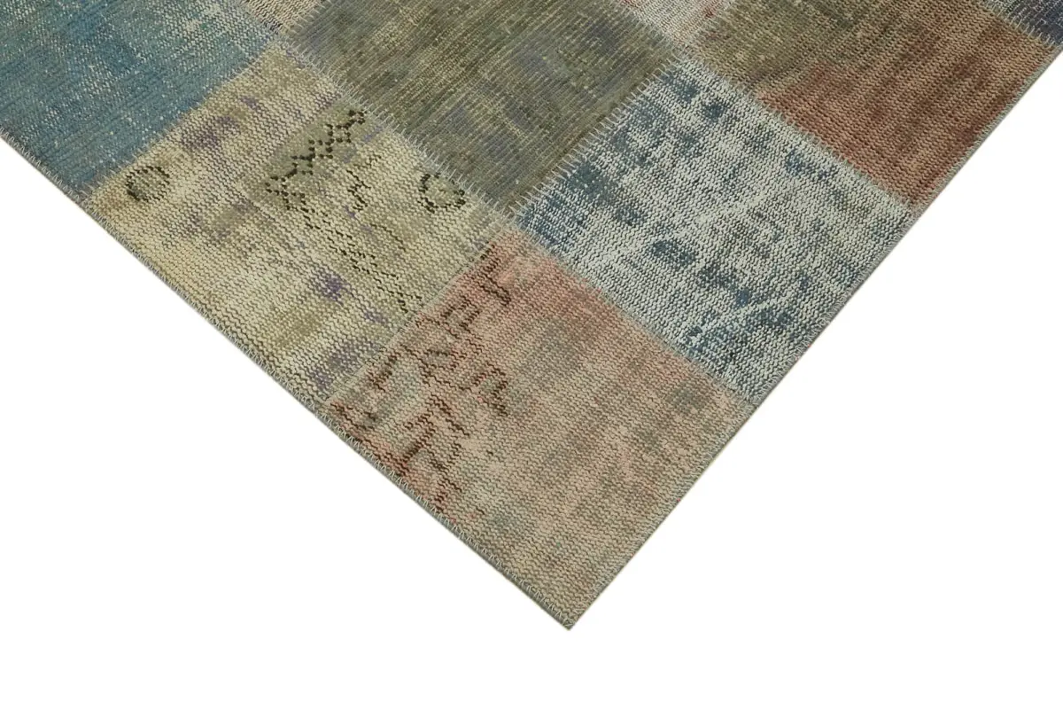 Patchwork Gri Pamuk Üzerine Yün El Dokuma Kilim-250x340 - Görsel 4