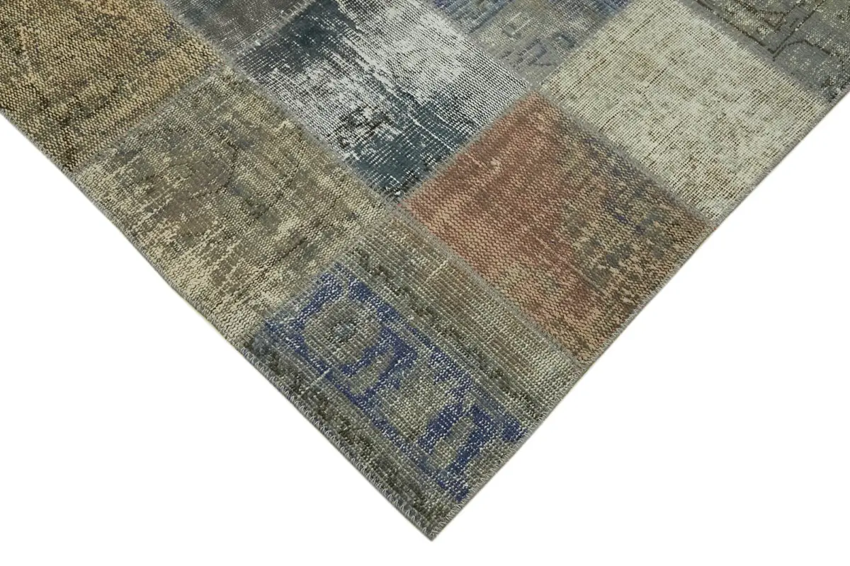 Patchwork Gri Pamuk Üzerine Yün El Dokuma Kilim-250x340 - Görsel 4