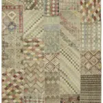 Patchwork Bej Pamuk Üzerine Yün El Dokuma Kilim-250x350