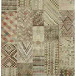 Patchwork Bej Pamuk Üzerine Yün El Dokuma Kilim-250x350
