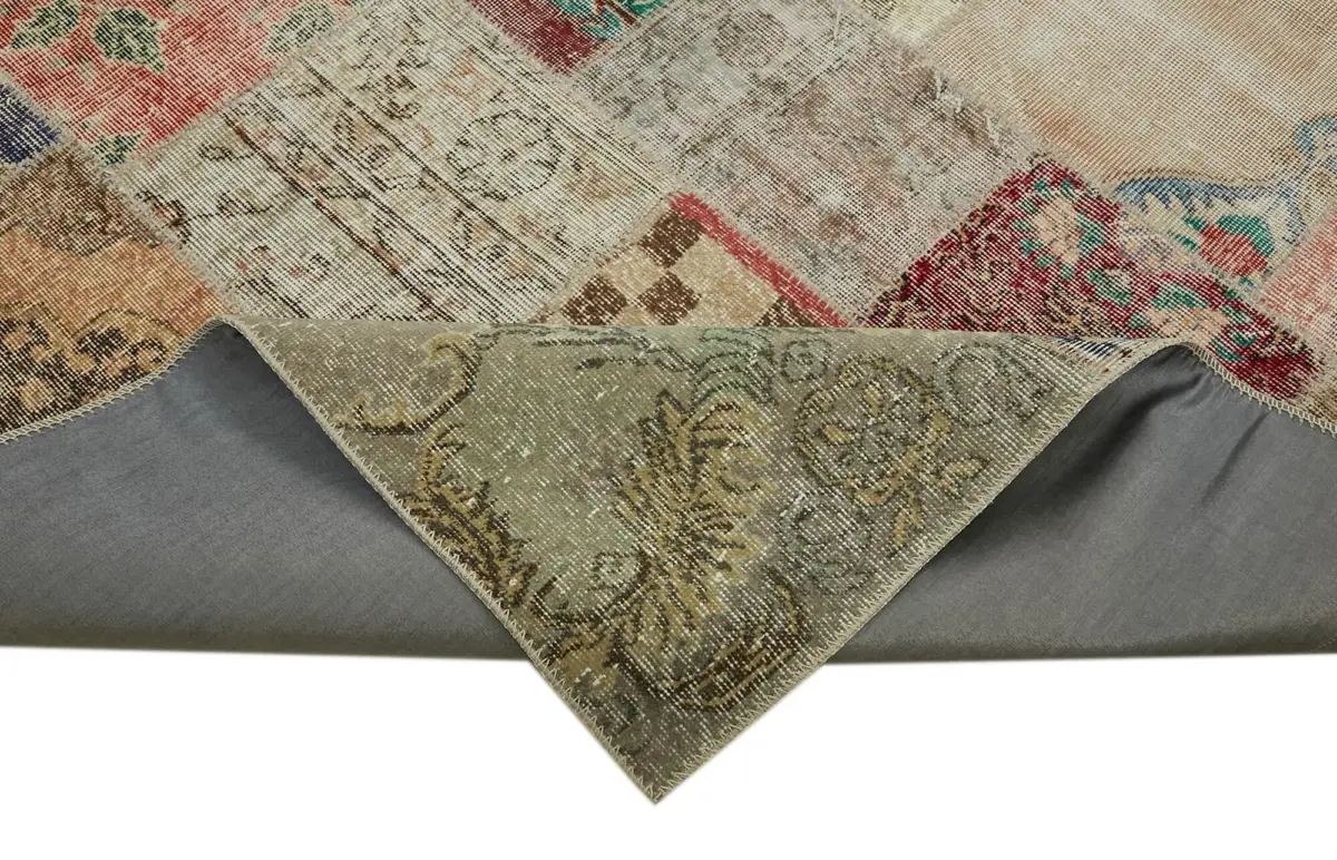 Patchwork Bej Pamuk Üzerine Yün El Dokuma Kilim-300x402 - Görsel 6