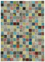 Patchwork Multi Pamuk Üzerine Yün El Dokuma Kilim-300x408