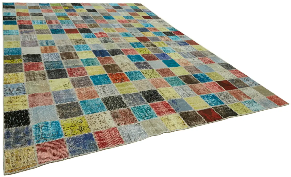 Patchwork Multi Pamuk Üzerine Yün El Dokuma Kilim-300x408 - Görsel 2