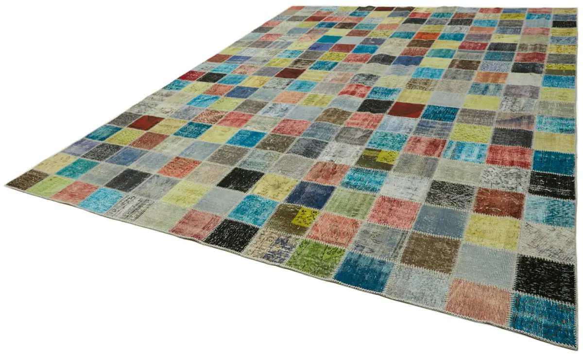 Patchwork Multi Pamuk Üzerine Yün El Dokuma Kilim-300x408 - Görsel 3