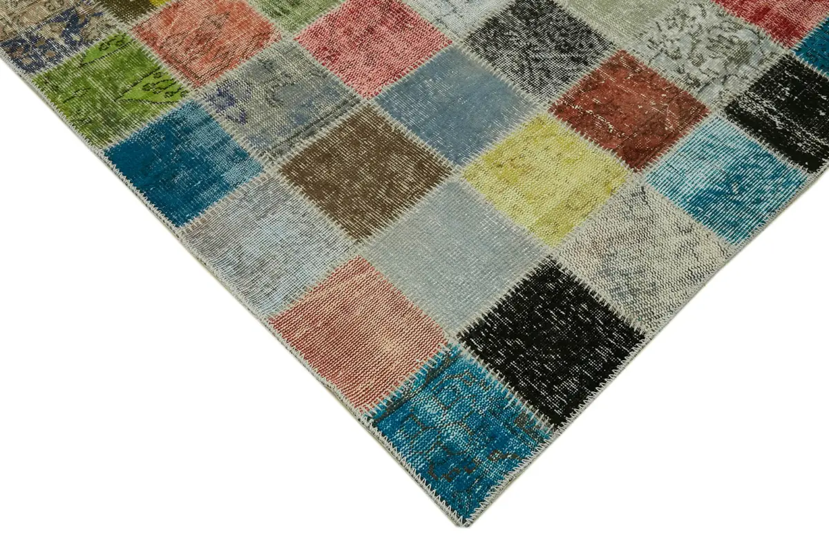 Patchwork Multi Pamuk Üzerine Yün El Dokuma Kilim-300x408 - Görsel 4