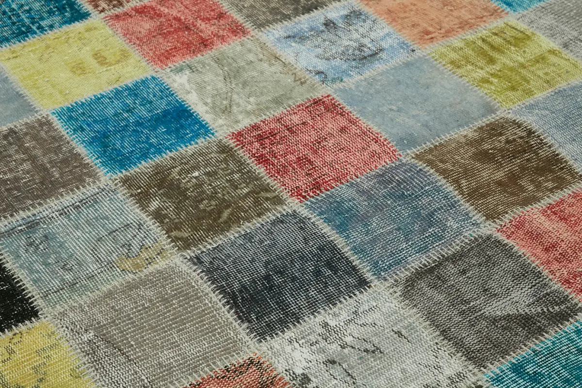 Patchwork Multi Pamuk Üzerine Yün El Dokuma Kilim-300x408 - Görsel 5