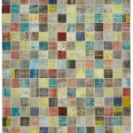 Patchwork Multi Pamuk Üzerine Yün El Dokuma Kilim-300x408