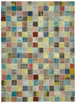 Patchwork Multi Pamuk Üzerine Yün El Dokuma Kilim-300x408