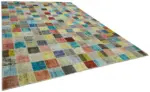 Patchwork Multi Pamuk Üzerine Yün El Dokuma Kilim-300x408 - Görsel 2