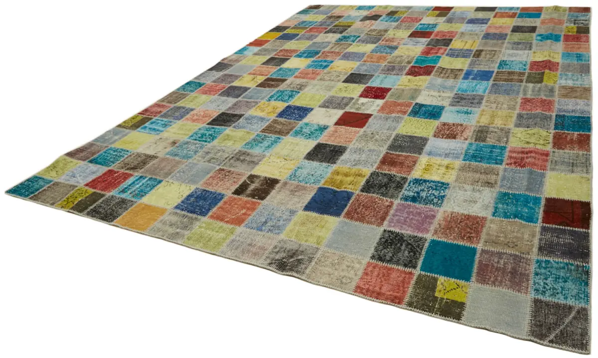 Patchwork Multi Pamuk Üzerine Yün El Dokuma Kilim-300x408 - Görsel 3