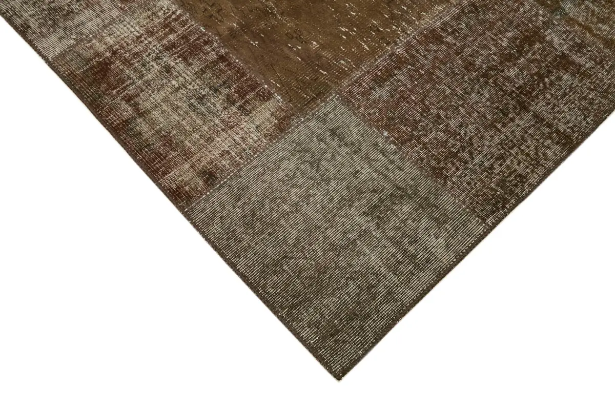 Patchwork Kahverengi Pamuk Üzerine Yün El Dokuma Kilim-300x400 - Görsel 4