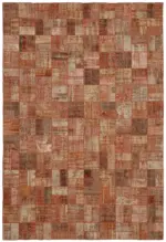 Patchwork Turuncu Pamuk Üzerine Yün El Dokuma Kilim-290x420