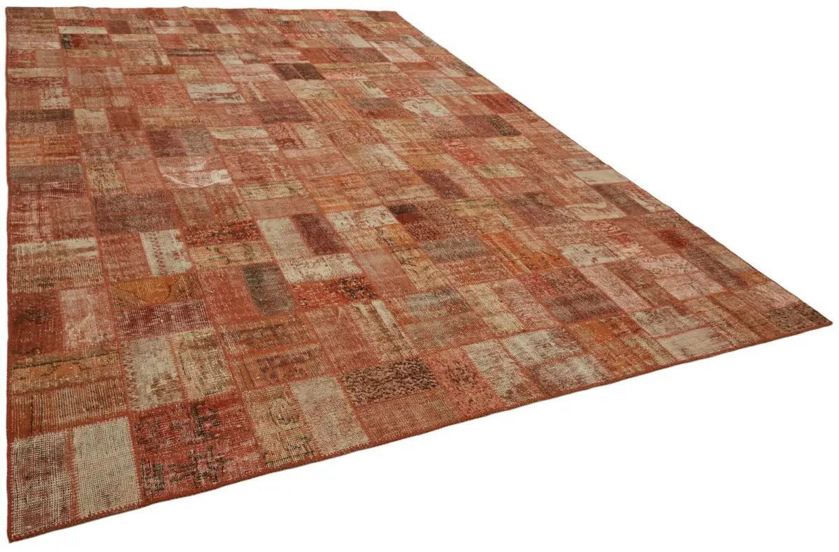 Patchwork Turuncu Pamuk Üzerine Yün El Dokuma Kilim-290x420 - Görsel 2