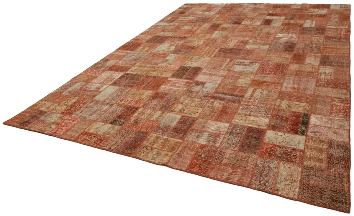 Patchwork Turuncu Pamuk Üzerine Yün El Dokuma Kilim-290x420 - Görsel 3