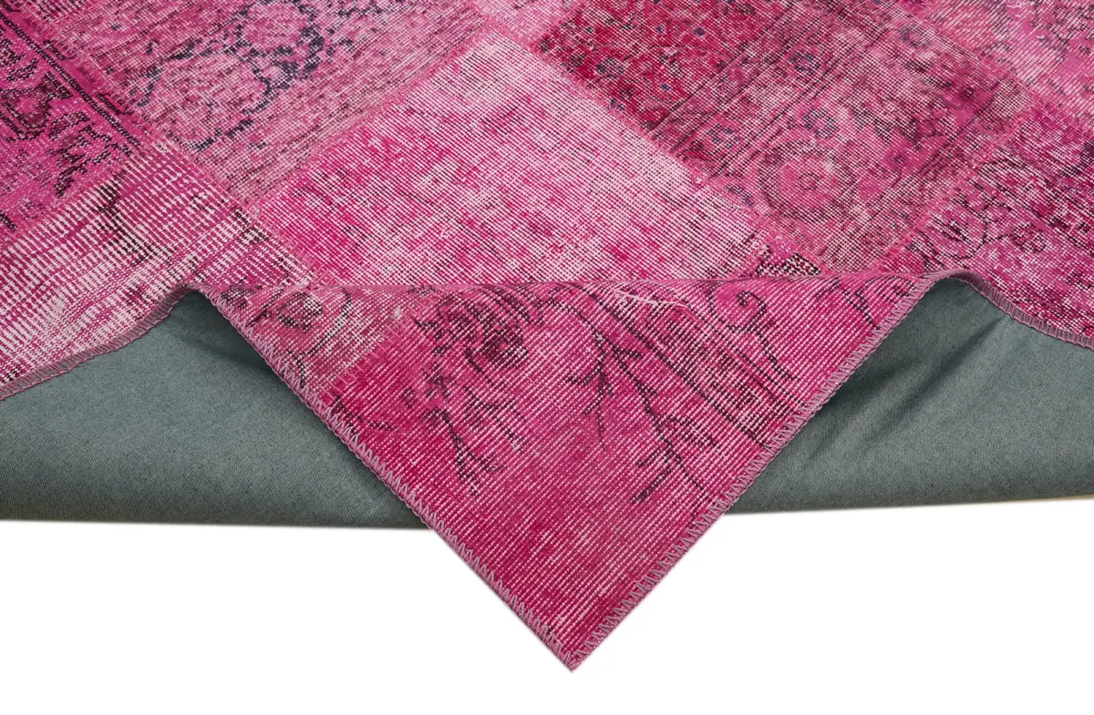 Patchwork Pembe Pamuk Üzerine Yün El Dokuma Kilim-300x400 - Görsel 6