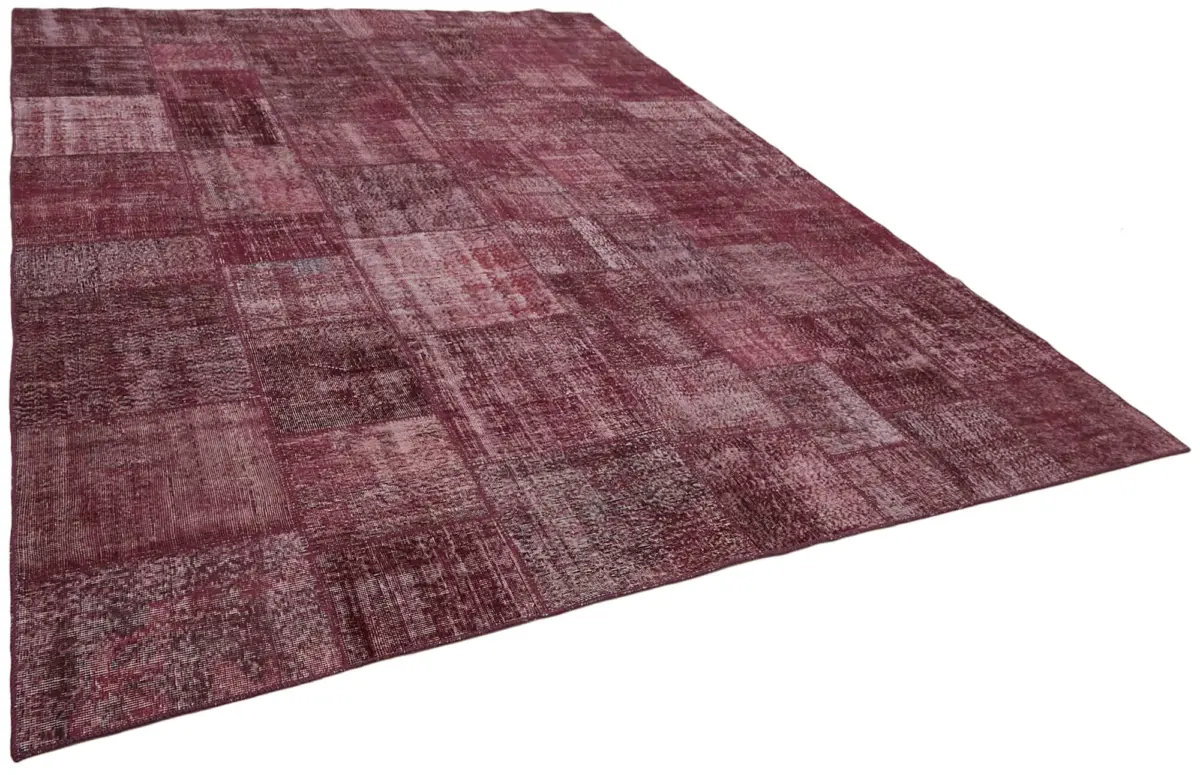 Patchwork Kırmızı Pamuk Üzerine Yün El Dokuma Kilim-301x402 - Görsel 2