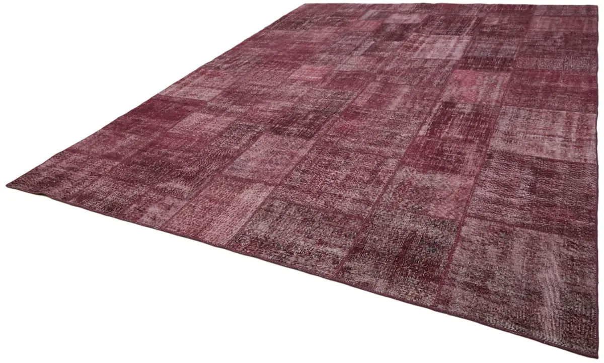 Patchwork Kırmızı Pamuk Üzerine Yün El Dokuma Kilim-301x402 - Görsel 3