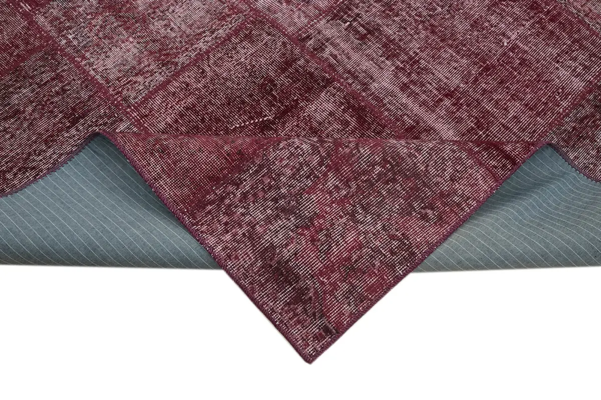 Patchwork Kırmızı Pamuk Üzerine Yün El Dokuma Kilim-301x402 - Görsel 6