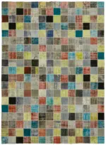 Patchwork Multi Pamuk Üzerine Yün El Dokuma Kilim-300x408