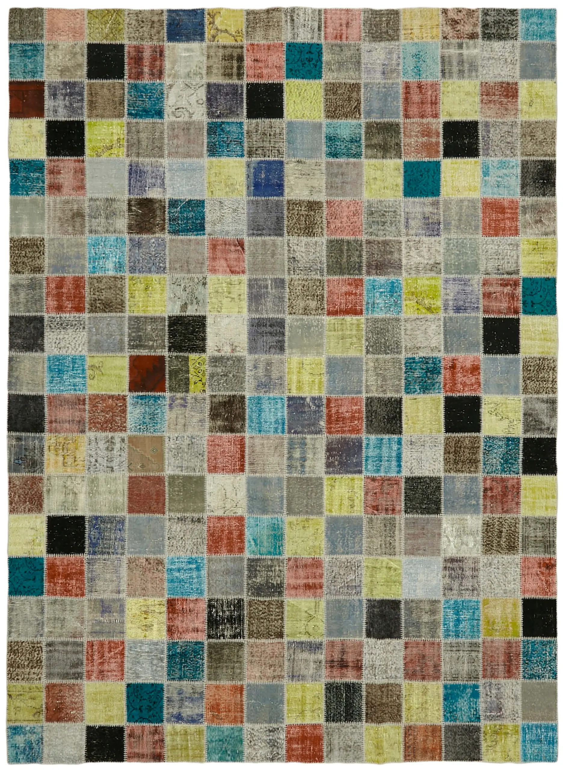 Patchwork Multi Pamuk Üzerine Yün El Dokuma Kilim-300x408 - Görsel 1