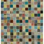 Patchwork Multi Pamuk Üzerine Yün El Dokuma Kilim-300x408