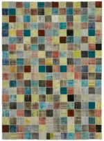 Patchwork Multi Pamuk Üzerine Yün El Dokuma Kilim-300x408