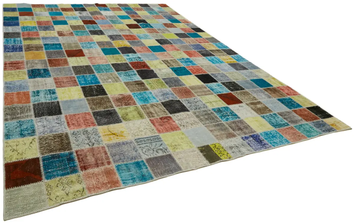 Patchwork Multi Pamuk Üzerine Yün El Dokuma Kilim-300x408 - Görsel 2