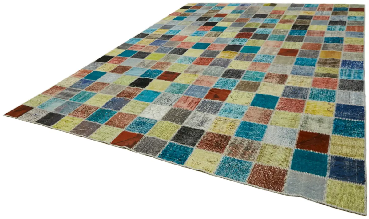 Patchwork Multi Pamuk Üzerine Yün El Dokuma Kilim-300x408 - Görsel 3