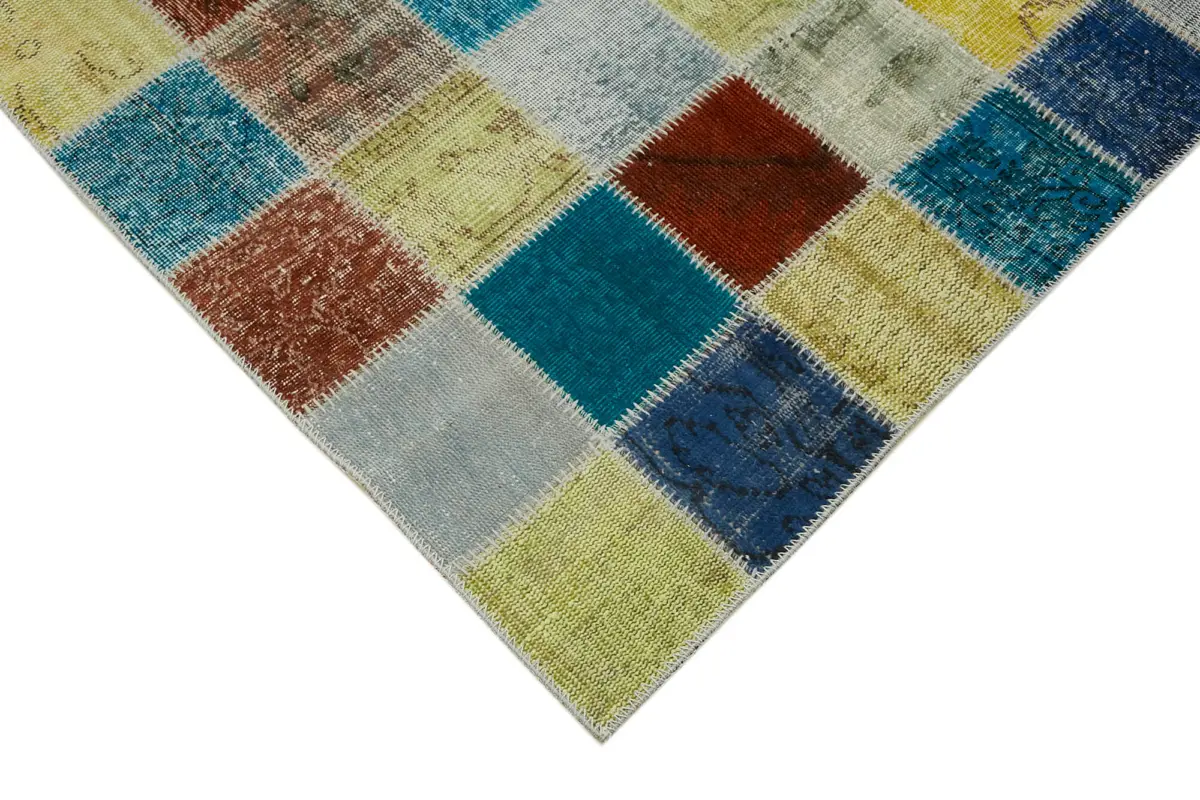 Patchwork Multi Pamuk Üzerine Yün El Dokuma Kilim-300x408 - Görsel 4