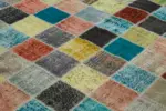 Patchwork Multi Pamuk Üzerine Yün El Dokuma Kilim-300x408 - Görsel 5