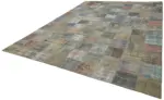 Patchwork Gri Pamuk Üzerine Yün El Dokuma Kilim-297x408 - Görsel 3