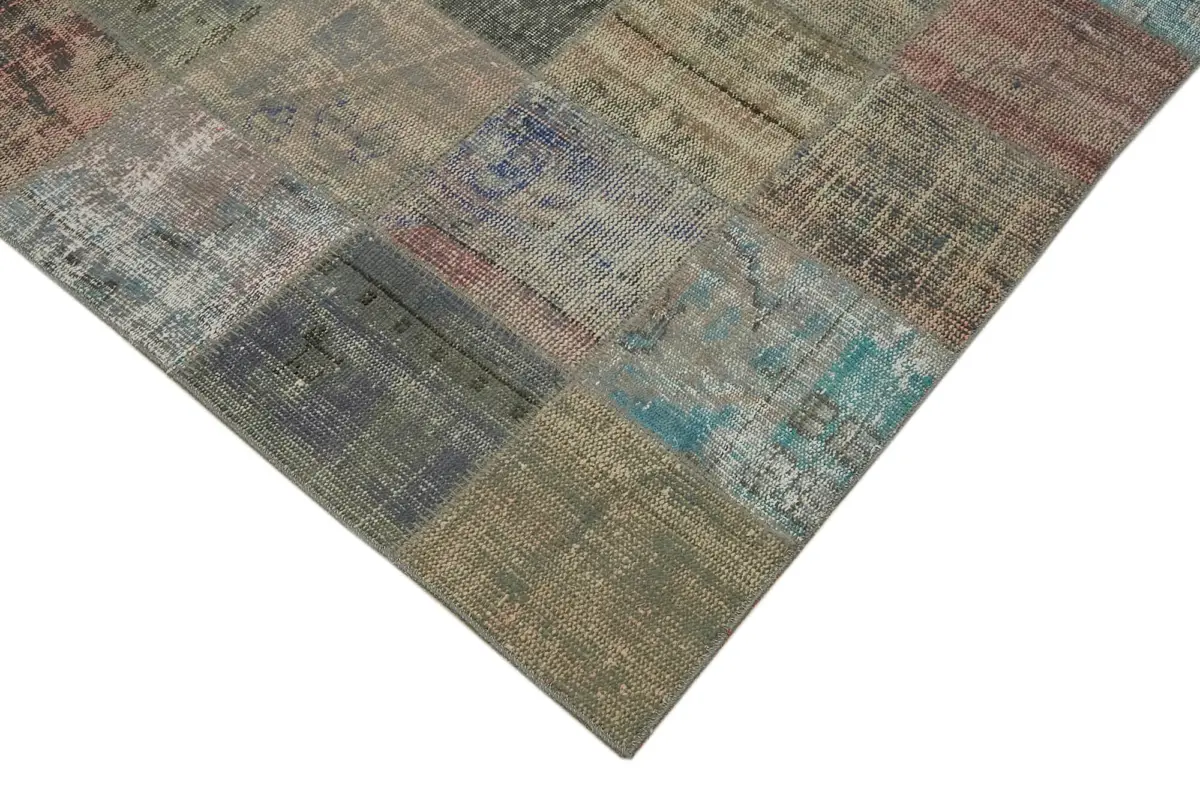 Patchwork Gri Pamuk Üzerine Yün El Dokuma Kilim-297x408 - Görsel 4
