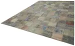 Patchwork Gri Pamuk Üzerine Yün El Dokuma Kilim-296x406 - Görsel 3