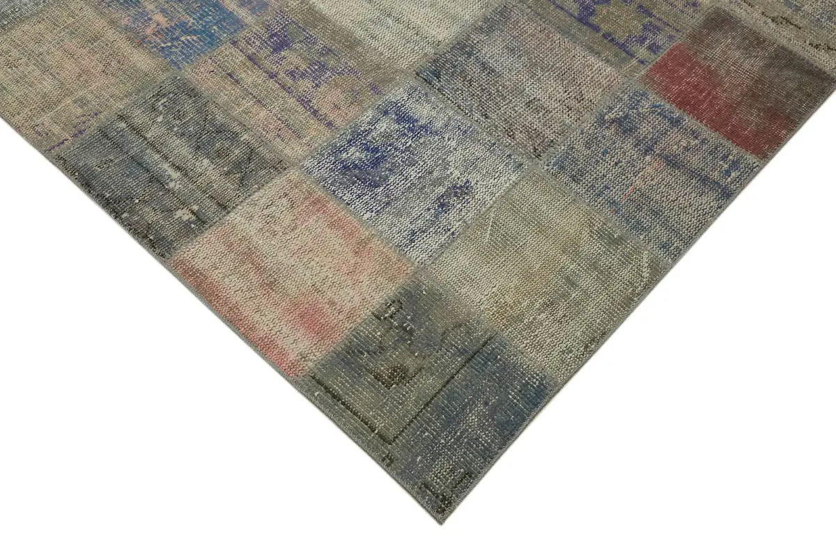 Patchwork Gri Pamuk Üzerine Yün El Dokuma Kilim-296x406 - Görsel 4