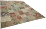 Patchwork Bej Pamuk Üzerine Yün El Dokuma Kilim-300x400 - Görsel 2
