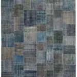 Patchwork Mavi Pamuk Üzerine Yün El Dokuma Kilim-300x400