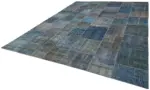 Patchwork Mavi Pamuk Üzerine Yün El Dokuma Kilim-300x400 - Görsel 3