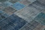 Patchwork Mavi Pamuk Üzerine Yün El Dokuma Kilim-300x400 - Görsel 5